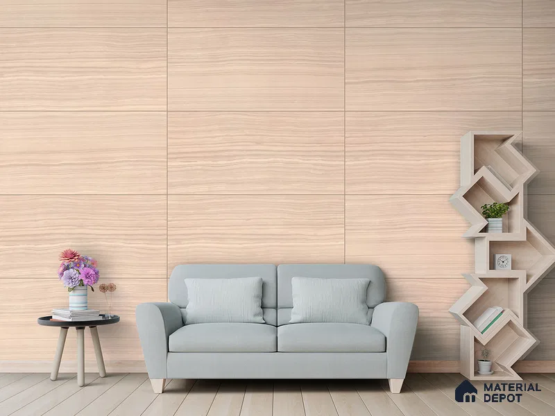 Marble Floor & Wall Tile TL 09199 Vicat Beige 4 ft x 2 ft Textura Finish Vitrified Tile - 9 mm | 4 Random Design | Suitable For Living Room, Bedroom, Dining Area