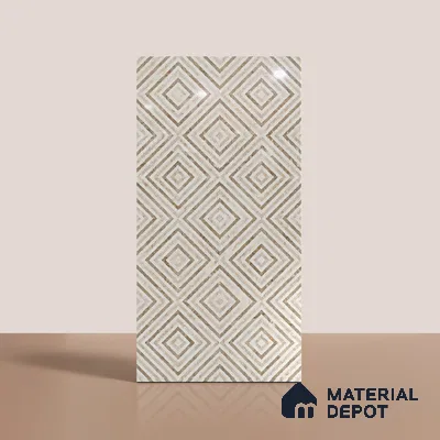Patterned Floor & Wall Tile TL 10065 Esperda Beige Decor 4 ft x 2 ft Glossy Finish Vitrified Tile - 9 mm |  | Suitable For Living Room, Bedroom, Dining Area