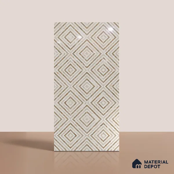 Patterned Floor & Wall Tile TL 10065 Esperda Beige Decor 4 ft x 2 ft Glossy Finish Vitrified Tile - 9 mm |  | Suitable For Living Room, Bedroom, Dining Area