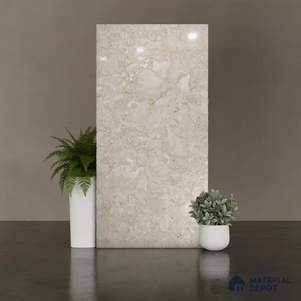 Marble Floor & Wall Tile TL 10065 B Esperda Beige 4 ft x 2 ft Glossy Finish Vitrified Tile - 9 mm | | Suitable For Living Room, Bedroom, Dining Area