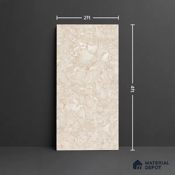 Marble Floor & Wall Tile TL 10065 B Esperda Beige 4 ft x 2 ft Glossy Finish Vitrified Tile - 9 mm | | Suitable For Living Room, Bedroom, Dining Area