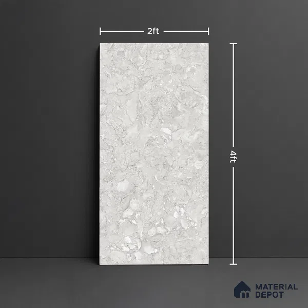 Marble Floor & Wall Tile TL 10065 D Esperda Grey 4 ft x 2 ft Glossy Finish Vitrified Tile - 9 mm | Suitable For Bathroom, Accent/Feature Wall, Dining Area