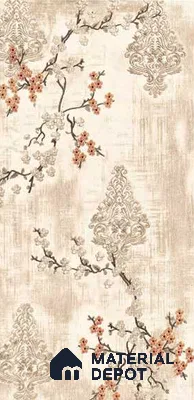 Handmade Third Fired Wall Tile TL 13341 Blossom Damask 4 ft x 2 ft Matte Finish Vitrified Tile - 9 mm | Suitable For Living Room, Bedroom, Dining Area