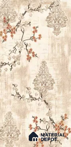 Handmade Third Fired Wall Tile TL 13341 Blossom Damask 4 ft x 2 ft Matte Finish Vitrified Tile - 9 mm | Suitable For Living Room, Bedroom, Dining Area
