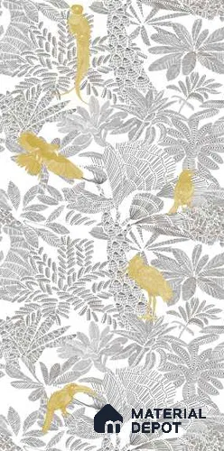 Handmade Third Fired Wall Tile TL 13335 Golden Aviary 4 ft x 2 ft Matte Finish Vitrified Tile - 9 mm | Suitable For Living Room, Bedroom, Dining Area