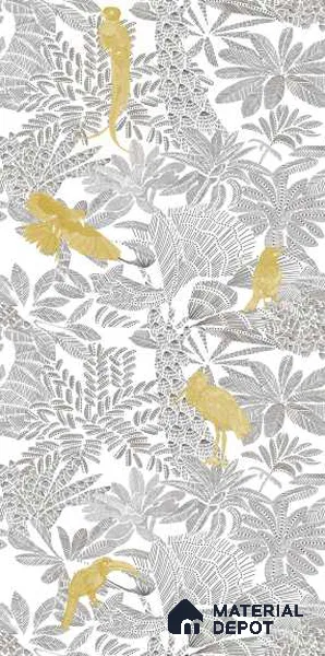 Handmade Third Fired Wall Tile TL 13335 Golden Aviary 4 ft x 2 ft Matte Finish Vitrified Tile - 9 mm | Suitable For Living Room, Bedroom, Dining Area