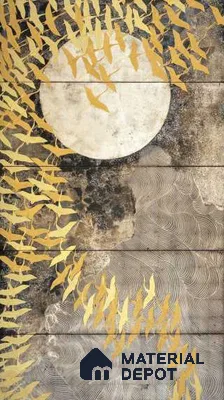 Handmade Third Fired Wall Tile TL 13336 Moon & Migration 4 ft x 2 ft Matte Finish Vitrified Tile - 9 mm | Suitable For Living Room, Bedroom, Dining Area