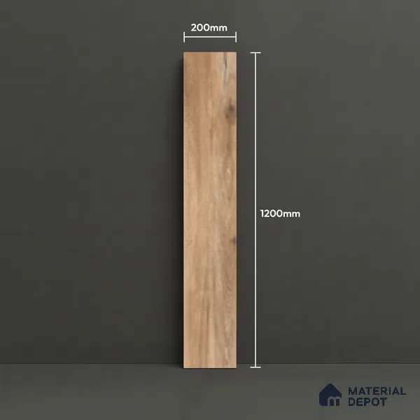 Wood Look Floor Tile TL 10348 Apricot Brown 4 ft x 7.87 inch Matte Finish Vitrified Tile - 9 mm | Suitable For living Room, Bedroom, Bathroom | 2-3 mm Spacer is Mandatory