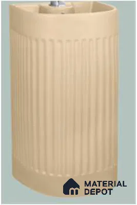 Avyra Sink BS 00048 Almond Ribbed 400 x 360 x 820 mm Circular Ceramic Matte Finish Pedestal Basin - 820 mm | Suitable For Bathroom, Vanity & Utility Areas