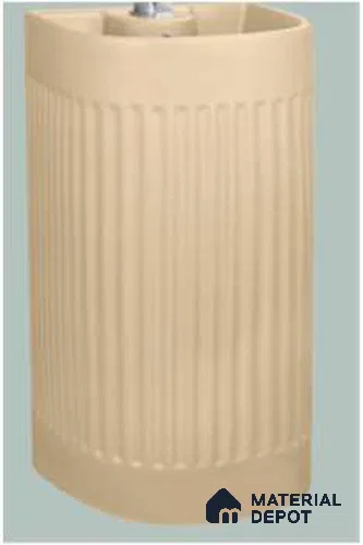 Avyra Sink BS 00048 Almond Ribbed 400 x 360 x 820 mm Circular Ceramic Matte Finish Pedestal Basin - 820 mm | Suitable For Bathroom, Vanity & Utility Areas