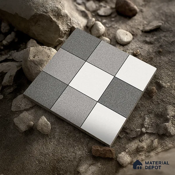Parking Floor Tile TL 02336 16 x 16 inch Vitrified Anti Skid Matte Finish Heavy Duty Tile - 12 mm | Suitable For Outdoor, Heavy Traffic Areas | Pattern Alignment May Vary | 2-3 mm Spacer is Mandatory