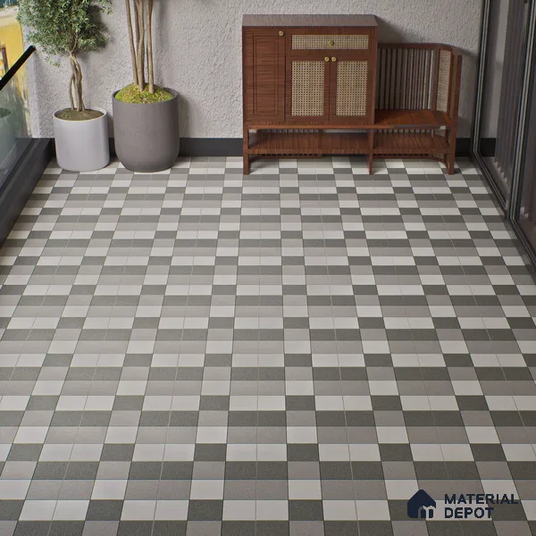 Parking Floor Tile TL 02336 16 x 16 inch Vitrified Anti Skid Matte Finish Heavy Duty Tile - 12 mm | Suitable For Outdoor, Heavy Traffic Areas | Pattern Alignment May Vary | 2-3 mm Spacer is Mandatory