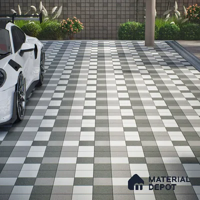 Parking Floor Tile TL 02336 16 x 16 inch Vitrified Anti Skid Matte Finish Heavy Duty Tile - 12 mm | Suitable For Outdoor, Heavy Traffic Areas | Pattern Alignment May Vary | 2-3 mm Spacer is Mandatory