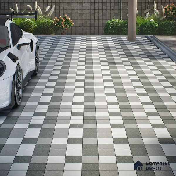Parking Floor Tile TL 02336 16 x 16 inch Vitrified Anti Skid Matte Finish Heavy Duty Tile - 12 mm | Suitable For Outdoor, Heavy Traffic Areas | Pattern Alignment May Vary | 2-3 mm Spacer is Mandatory