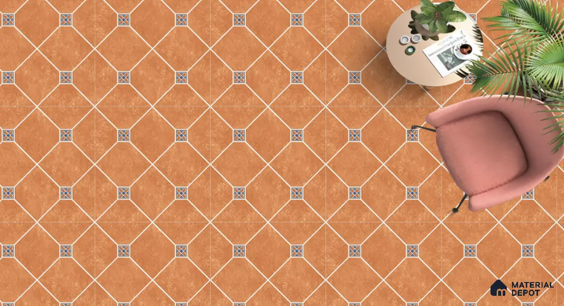 Parking Floor Tile TL 02338 16 x 16 inch Vitrified Anti Skid Matte Finish Heavy Duty Tile - 12 mm | Suitable For Outdoor, Balcony, Terrace | Pattern Alignment May Vary | 2-3 mm Spacer is Mandatory