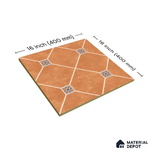Parking Floor Tile TL 02338 16 x 16 inch Vitrified Anti Skid Matte Finish Heavy Duty Tile - 12 mm | Suitable For Outdoor, Balcony, Terrace | Pattern Alignment May Vary | 2-3 mm Spacer is Mandatory