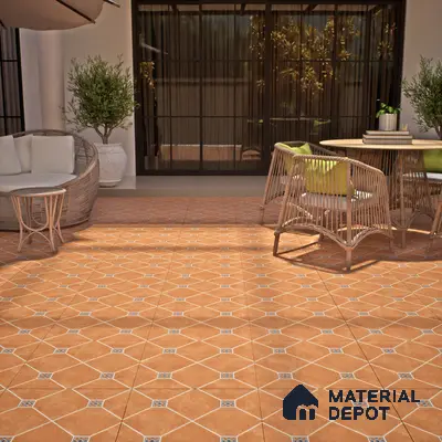 Parking Floor Tile TL 02338 16 x 16 inch Vitrified Anti Skid Matte Finish Heavy Duty Tile - 12 mm | Suitable For Outdoor, Balcony, Terrace | Pattern Alignment May Vary | 2-3 mm Spacer is Mandatory