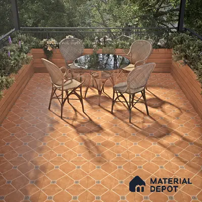 Parking Floor Tile TL 02338 16 x 16 inch Vitrified Anti Skid Matte Finish Heavy Duty Tile - 12 mm | Suitable For Outdoor, Balcony, Terrace | Pattern Alignment May Vary | 2-3 mm Spacer is Mandatory