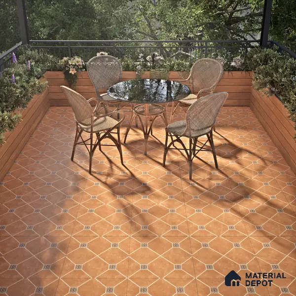Parking Floor Tile TL 02338 16 x 16 inch Vitrified Anti Skid Matte Finish Heavy Duty Tile - 12 mm | Suitable For Outdoor, Balcony, Terrace | Pattern Alignment May Vary | 2-3 mm Spacer is Mandatory