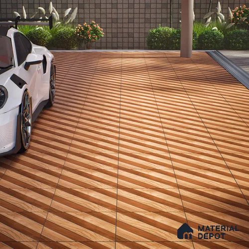 Parking Floor Tile TL 02339 16 x 16 inch Vitrified Anti Skid Matte Finish Heavy Duty Tile - 12 mm | Suitable For Outdoor, Heavy Traffic Areas | Pattern Alignment May Vary | 2-3 mm Spacer is Mandatory