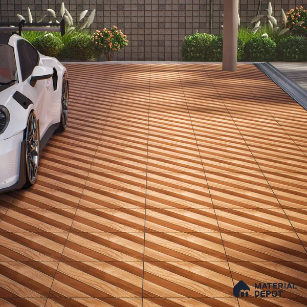 Parking Floor Tile TL 02339 16 x 16 inch Vitrified Anti Skid Matte Finish Heavy Duty Tile - 12 mm | Suitable For Outdoor, Heavy Traffic Areas | Pattern Alignment May Vary | 2-3 mm Spacer is Mandatory