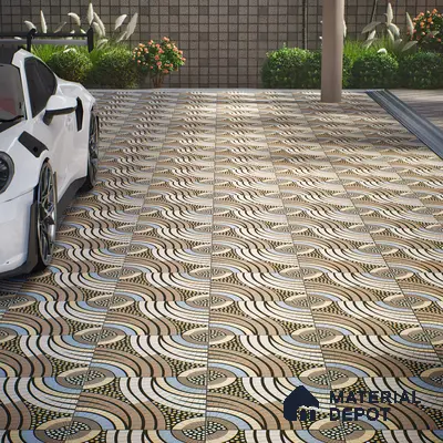 Parking Floor Tile TL 02345 16 x 16 inch Vitrified Anti Skid Matte Finish Heavy Duty Tile - 12 mm | Suitable For Outdoor, Heavy Traffic Areas | Pattern Alignment May Vary | 2-3 mm Spacer is Mandatory