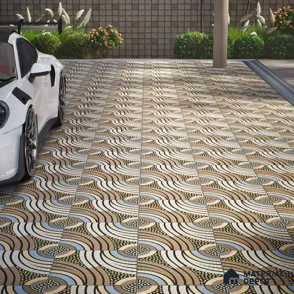 Parking Floor Tile TL 02345 16 x 16 inch Vitrified Anti Skid Matte Finish Heavy Duty Tile - 12 mm | Suitable For Outdoor, Heavy Traffic Areas | Pattern Alignment May Vary | 2-3 mm Spacer is Mandatory