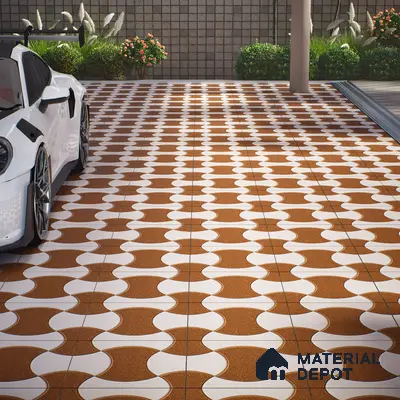 Parking Floor Tile TL 02346 16 x 16 inch Vitrified Anti Skid Matte Finish Heavy Duty Tile - 12 mm | Suitable For Outdoor, Heavy Traffic Areas | Pattern Alignment May Vary | 2-3 mm Spacer is Mandatory