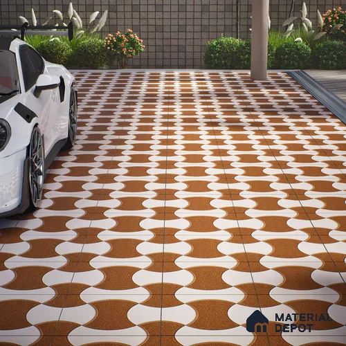 Parking Floor Tile TL 02346 16 x 16 inch Vitrified Anti Skid Matte Finish Heavy Duty Tile - 12 mm | Suitable For Outdoor, Heavy Traffic Areas | Pattern Alignment May Vary | 2-3 mm Spacer is Mandatory