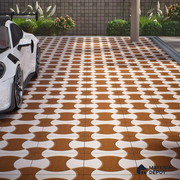 Parking Floor Tile TL 02346 16 x 16 inch Vitrified Anti Skid Matte Finish Heavy Duty Tile - 12 mm | Suitable For Outdoor, Heavy Traffic Areas | Pattern Alignment May Vary | 2-3 mm Spacer is Mandatory