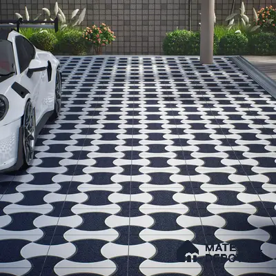 Parking Floor Tile TL 02347 16 x 16 inch Vitrified Anti Skid Matte Finish Heavy Duty Tile - 12 mm | Suitable For Outdoor, Heavy Traffic Areas | Pattern Alignment May Vary | 2-3 mm Spacer is Mandatory