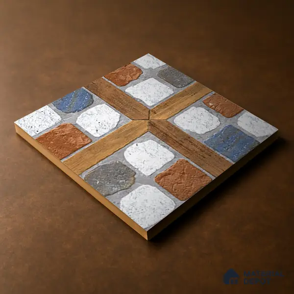 Parking Floor Tile TL 02349 16 x 16 inch Vitrified Anti Skid Matte Finish Heavy Duty Tile - 12 mm | Suitable For Outdoor, Heavy Traffic Areas | Pattern Alignment May Vary | 2-3 mm Spacer is Mandatory
