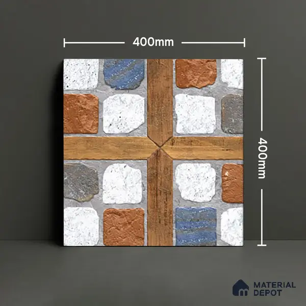 Parking Floor Tile TL 02349 16 x 16 inch Vitrified Anti Skid Matte Finish Heavy Duty Tile - 12 mm | Suitable For Outdoor, Heavy Traffic Areas | Pattern Alignment May Vary | 2-3 mm Spacer is Mandatory