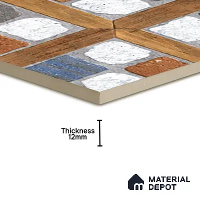 Parking Floor Tile TL 02349 16 x 16 inch Vitrified Anti Skid Matte Finish Heavy Duty Tile - 12 mm | Suitable For Outdoor, Heavy Traffic Areas | Pattern Alignment May Vary | 2-3 mm Spacer is Mandatory