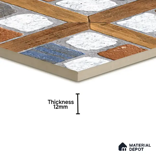 Parking Floor Tile TL 02349 16 x 16 inch Vitrified Anti Skid Matte Finish Heavy Duty Tile - 12 mm | Suitable For Outdoor, Heavy Traffic Areas | Pattern Alignment May Vary | 2-3 mm Spacer is Mandatory