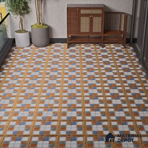 Parking Floor Tile TL 02349 16 x 16 inch Vitrified Anti Skid Matte Finish Heavy Duty Tile - 12 mm | Suitable For Outdoor, Heavy Traffic Areas | Pattern Alignment May Vary | 2-3 mm Spacer is Mandatory