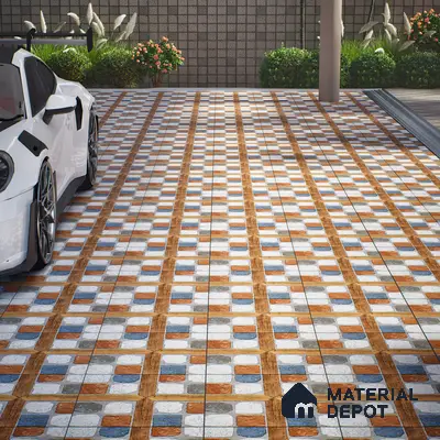 Parking Floor Tile TL 02349 16 x 16 inch Vitrified Anti Skid Matte Finish Heavy Duty Tile - 12 mm | Suitable For Outdoor, Heavy Traffic Areas | Pattern Alignment May Vary | 2-3 mm Spacer is Mandatory