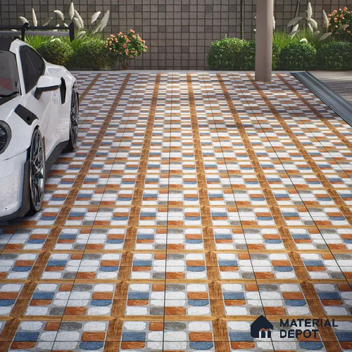 Parking Floor Tile TL 02349 16 x 16 inch Vitrified Anti Skid Matte Finish Heavy Duty Tile - 12 mm | Suitable For Outdoor, Heavy Traffic Areas | Pattern Alignment May Vary | 2-3 mm Spacer is Mandatory