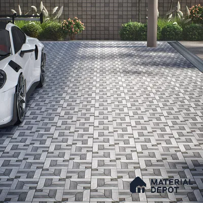 Parking Floor Tile TL 02350 16 x 16 inch Vitrified Anti Skid Matte Finish Heavy Duty Tile - 12 mm | Suitable For Outdoor, Heavy Traffic Areas | Pattern Alignment May Vary | 2-3 mm Spacer is Mandatory