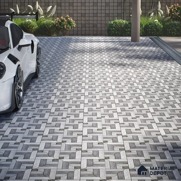 Parking Floor Tile TL 02350 16 x 16 inch Vitrified Anti Skid Matte Finish Heavy Duty Tile - 12 mm | Suitable For Outdoor, Heavy Traffic Areas | Pattern Alignment May Vary | 2-3 mm Spacer is Mandatory