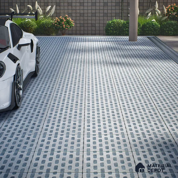 Parking Floor Tile TL 02351 16 x 16 inch Vitrified Anti Skid Matte Finish Heavy Duty Tile - 12 mm | Suitable For Outdoor, Heavy Traffic Areas | Pattern Alignment May Vary | 2-3 mm Spacer is Mandatory
