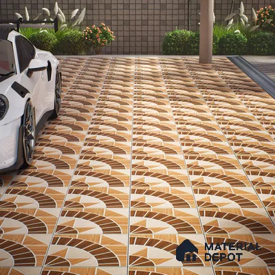 Parking Floor Tile TL 02353 16 x 16 inch Vitrified Anti Skid Matte Finish Heavy Duty Tile - 12 mm | Suitable For Outdoor, Heavy Traffic Areas | Pattern Alignment May Vary | 2-3 mm Spacer is Mandatory