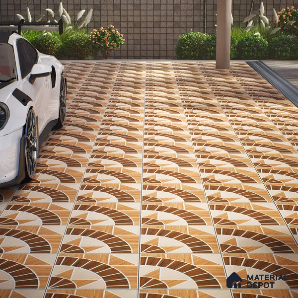 Parking Floor Tile TL 02353 16 x 16 inch Vitrified Anti Skid Matte Finish Heavy Duty Tile - 12 mm | Suitable For Outdoor, Heavy Traffic Areas | Pattern Alignment May Vary | 2-3 mm Spacer is Mandatory