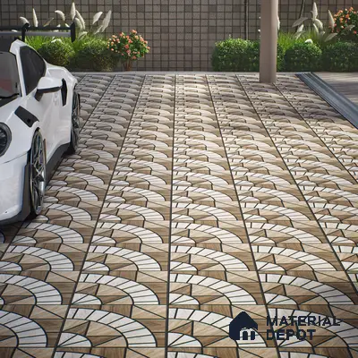 Parking Floor Tile TL 02354 16 x 16 inch Vitrified Anti Skid Matte Finish Heavy Duty Tile - 12 mm | Suitable For Outdoor, Heavy Traffic Areas | Pattern Alignment May Vary | 2-3 mm Spacer is Mandatory