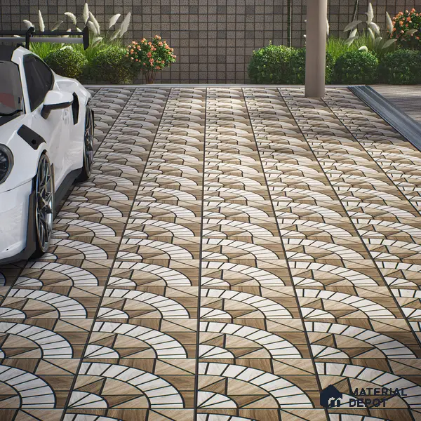 Parking Floor Tile TL 02354 16 x 16 inch Vitrified Anti Skid Matte Finish Heavy Duty Tile - 12 mm | Suitable For Outdoor, Heavy Traffic Areas | Pattern Alignment May Vary | 2-3 mm Spacer is Mandatory
