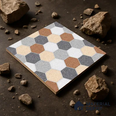 Parking Floor Tile TL 02363 16 x 16 inch Vitrified Anti Skid Matte Finish Heavy Duty Tile - 12 mm | Suitable For Outdoor, Heavy Traffic Areas | Pattern Alignment May Vary | 2-3 mm Spacer is Mandatory