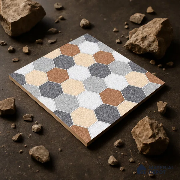 Parking Floor Tile TL 02363 16 x 16 inch Vitrified Anti Skid Matte Finish Heavy Duty Tile - 12 mm | Suitable For Outdoor, Heavy Traffic Areas | Pattern Alignment May Vary | 2-3 mm Spacer is Mandatory