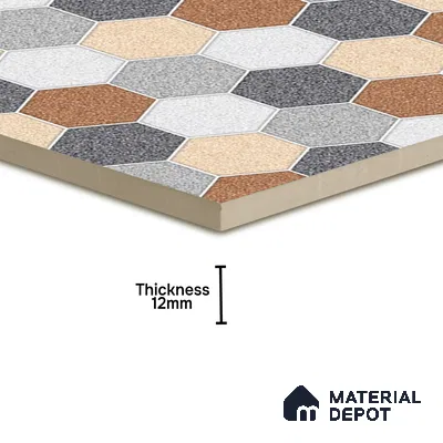 Parking Floor Tile TL 02363 16 x 16 inch Vitrified Anti Skid Matte Finish Heavy Duty Tile - 12 mm | Suitable For Outdoor, Heavy Traffic Areas | Pattern Alignment May Vary | 2-3 mm Spacer is Mandatory