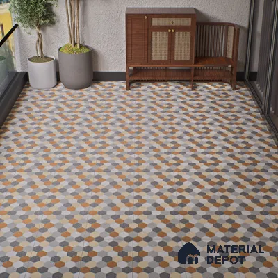 Parking Floor Tile TL 02363 16 x 16 inch Vitrified Anti Skid Matte Finish Heavy Duty Tile - 12 mm | Suitable For Outdoor, Heavy Traffic Areas | Pattern Alignment May Vary | 2-3 mm Spacer is Mandatory