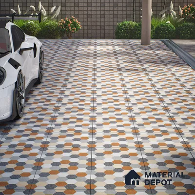 Parking Floor Tile TL 02363 16 x 16 inch Vitrified Anti Skid Matte Finish Heavy Duty Tile - 12 mm | Suitable For Outdoor, Heavy Traffic Areas | Pattern Alignment May Vary | 2-3 mm Spacer is Mandatory